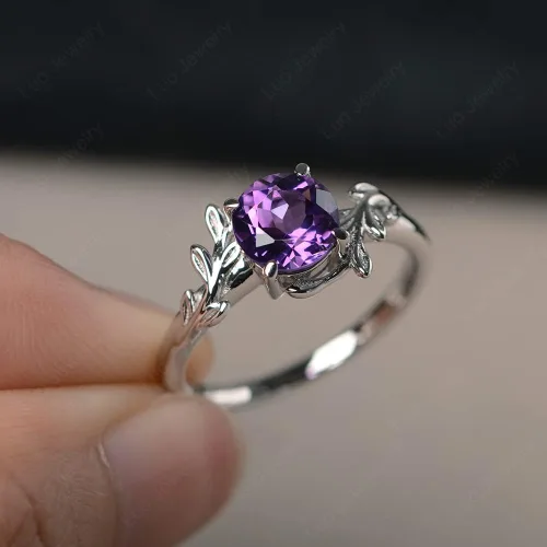 Vista 2 de LUO Anillo redondo de plata de ley 925 con piedra preciosa de 0.276 in para mujer