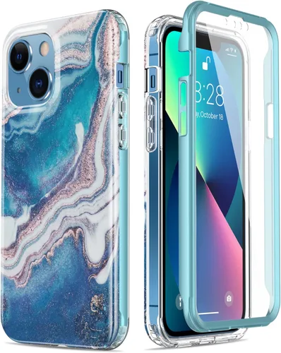 Vista 17 de Esdot Funda protectora para iPhone 13 Mini con protector de pantalla integrado, protección de grado militar con diseños de moda para mujeres