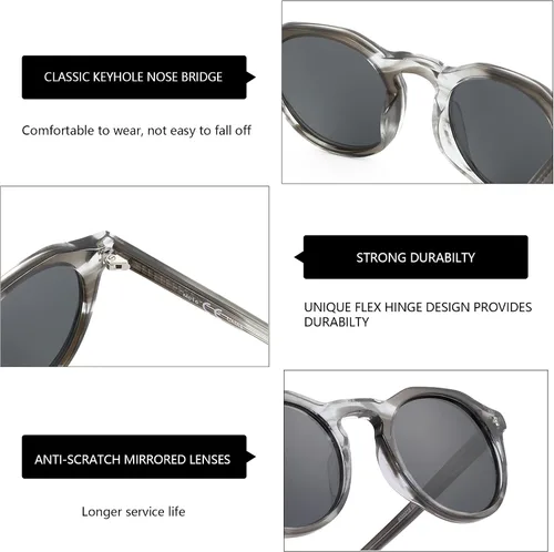 Vista 6 de ZENOTTIC Gafas de sol polarizadas redondas vintage para hombres y mujeres con protección UV400