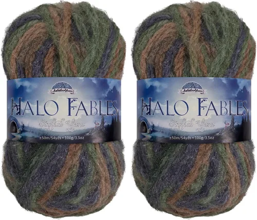 Vista 58 de JubileeYarn Halo Fables Yarn - 100g/Skein Bulky Polyester - North Wind Sun - 2 Skeins