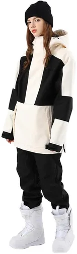 Vista 25 de RIUIYELE Traje de esquí para mujer, chaqueta y pantalones de snowboard para deportes al aire libre, traje de nieve con aislamiento impermeable