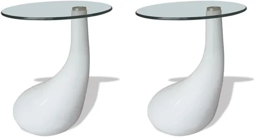 Vista 2 de Mesa de centro de 3 niveles, color blanco brillante, mesa central, mesa auxiliar, mesa para sala de estar, muebles de sala para el hogar, sala