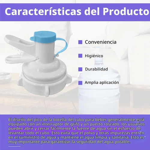 Vista 3 de Juego de 5 válvulas dispensadoras de agua, tapa de jarra de agua reutilizable con asa, grifo de plástico para botellas de 2.165 in sin rosca