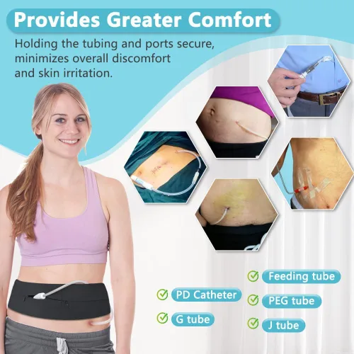 Vista 6 de Soporte para cinturón de tubo de alimentación, cinturón de tubo G para adultos, cinturones PD de diálisis para mujeres y hombres, soporte de catéter
