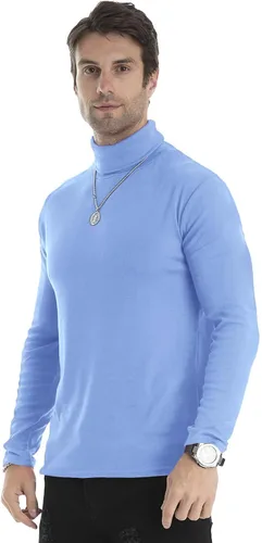 Vista 120 de Camiseta de manga larga para hombre, ajustada, ligera, con cuello de tortuga