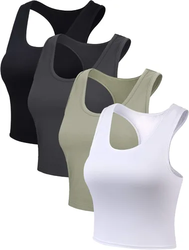 Vista 6 de Boao 4 camisetas básicas sin mangas de espalda cruzada para mujer