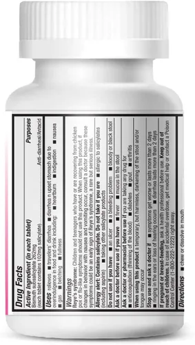 Vista 4 de HealthA2Z® Paquete de ahorros mega: subsalicilato de bismuto de 262 mg, 100 tabletas masticables y organizador de pastillas XL de 7 días