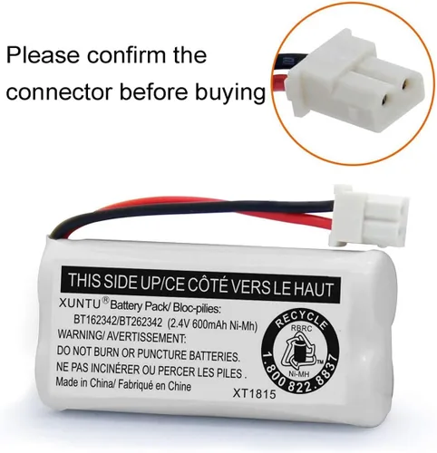 Vista 6 de XUNTU BT162342/BT262342 2.4V 600mAh Ni-MH batería inalámbrica para teléfono BT166342/BT266342 BT183342/BT283342 compatible con EL52351 TL90070