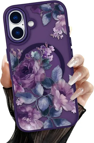 Vista 67 de Compatible con el teléfono 13 Pro - Funda magnética mate translúcida, de lujo, a prueba de golpes, magnética y con bonito patrón de flores, carcasa