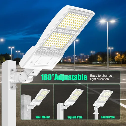 Vista 7 de BBESTLED 400W/320W/240W luces LED para estacionamiento con brazo y montaje deslizante, iluminación exterior del atardecer al amanecer, luz