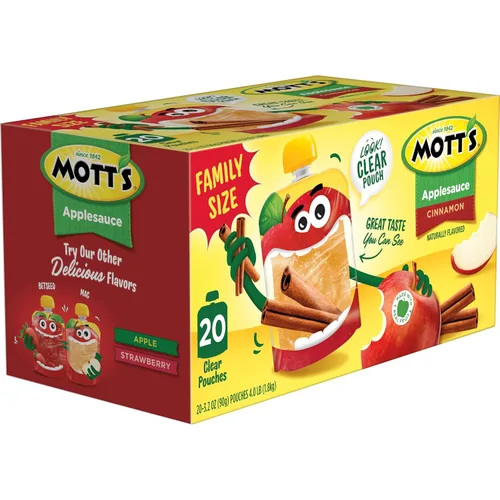 Vista 16 de Mott's Puré de manzana y canela, bolsas transparentes de 3.2 onzas, paquete de 20