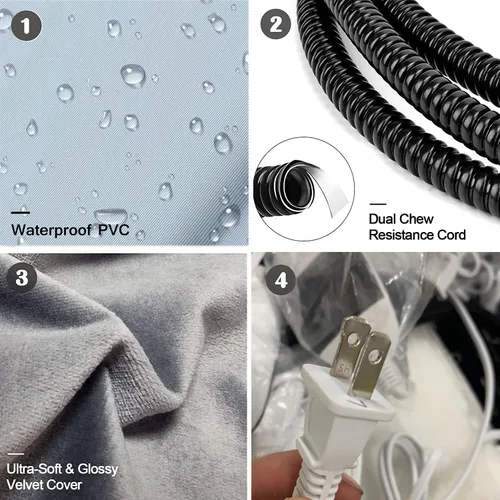 Vista 5 de Almohadilla térmica eléctrica para animales pequeños, tapete térmico para mascotas, control automático de temperatura, manta cálida de invierno