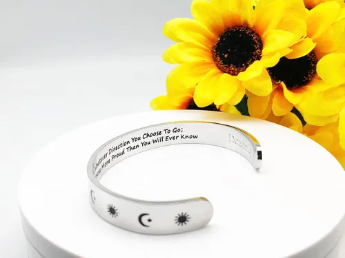 Vista 269 de Pulseras inspiradoras para mujer, joyería de acero inoxidable, con refranes, pulsera motivacional con mensaje oculto, pulseras grabadas para mejor
