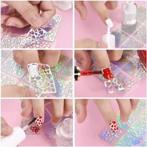 Vista 4 de TOPBeauty - Juego de 60 calcomanías de vinilos para uñas, 5 hojas, 60 diseños diferentes, lindos y fáciles para arte de uñas, láminas de plantillas