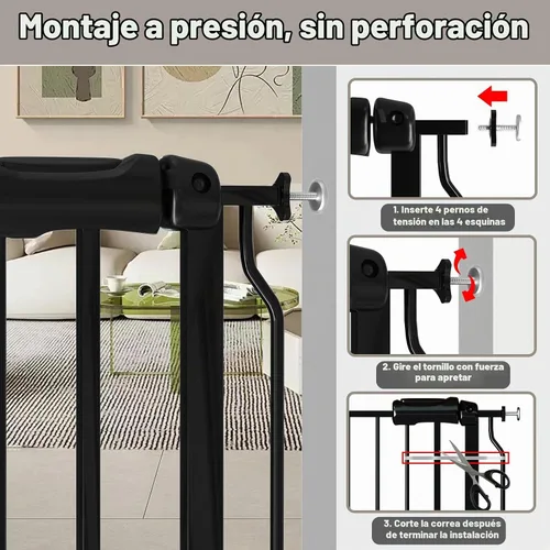 Vista 8 de Fairy Baby Puerta de seguridad para bebés Extensión de 12 cm para puerta de seguridad para bebés con cierre automático Puerta de seguridad