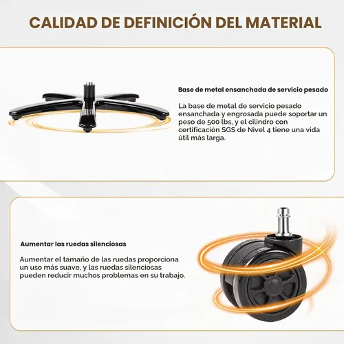 Vista 6 de Silla de juegos grande y alta de 440 libras, silla de juegos con base de metal, espuma viscoelástica lumbar, reposabrazos ajustable 4D, silla