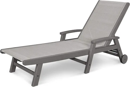 Vista 12 de POLYWOOD® Tumbona costera, negro/honda de arpillera Negro / eslinga de arpillera