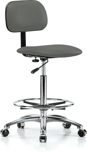 Vista 93 de Perch - Silla de laboratorio cromada con respaldo ajustable, altura del escritorio de 17 a 22 pulgadas, tela negra