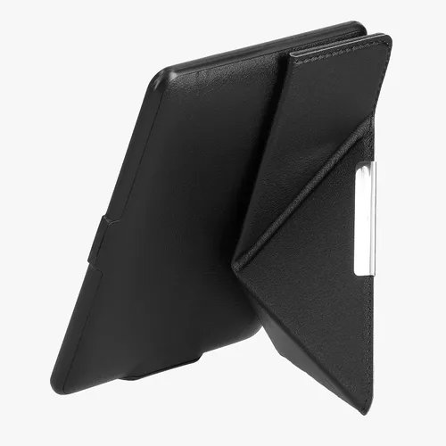 Vista 5 de kwmobile Origami - Funda compatible con Amazon Kindle Paperwhite, funda delgada de piel sintética con soporte, color negro