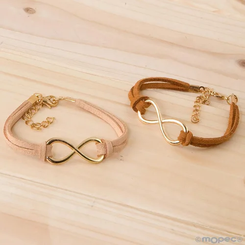 Vista 2 de Mopec - Pulseras de piel con símbolo del infinito (4 unidades), color marrón