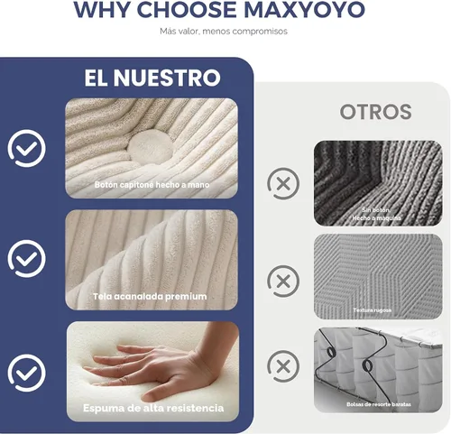 Vista 9 de MAXYOYO Sofá redondo de gran tamaño, silla deshuesada con otomana Puffinest Style Beige