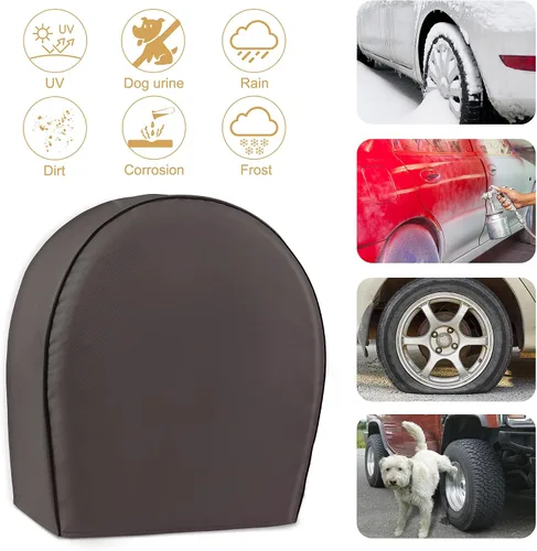 Vista 6 de Leader Accessories Paquete de 4 fundas para neumáticos – Protectores de ruedas resistentes para camiones, SUV, Jeep, cámper, remolque, RV – Oxford