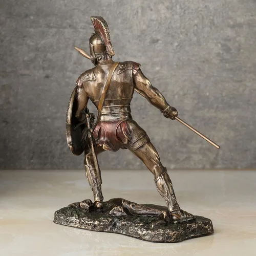 Vista 5 de Veronese Design Aquiles Rage Trojan War Hero Achilleus Holding Lanza y Escudo Estatua