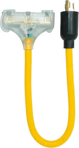 Vista 12 de Cable divisor Y de 2 tomas de salida de generador Southwire - Convierte un enchufe único a dobles tomas de salida de 15A - Enchufes moldeados