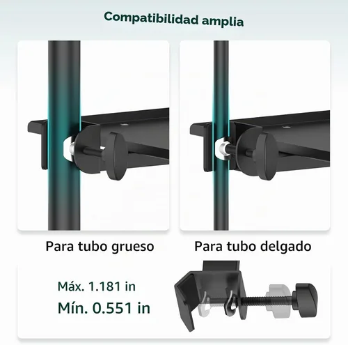 Vista 3 de Soporte de micrófono con abrazadera para soporte de micrófono, soporte de música para partitura de música para escenario, transmisión en vivo