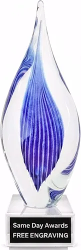 Vista 8 de Premio de Vidrio Artístico Soplado a Mano – Premio Elegante con Grabado Personalizado para Corporativo, Deportes, Jubilación, Reconocimiento