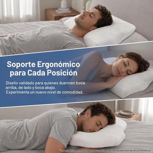 Vista 4 de WINGLAM Almohada de espuma viscoelástica para aliviar el dolor de cuello, almohada ortopédica ergonómica de apoyo cervical para personas que duermen