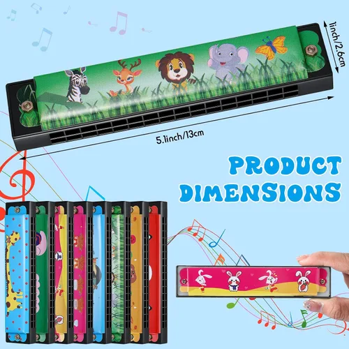 Vista 3 de 30 armónicas para niños, armónicas de 16 agujeros, instrumento musical, juguete de regalo, regalo de dibujos animados de doble fila, regalos