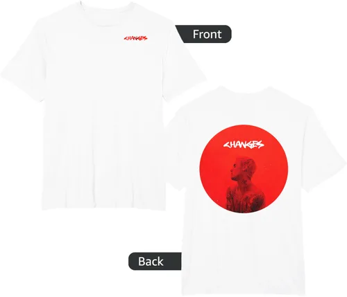 Vista 12 de Justin Bieber Red Circle Changes - Camiseta, Negro, S