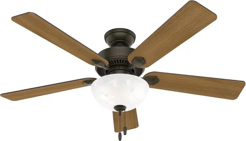 Vista 11 de Hunter Ventilador de techo para interiores de 44 pulgadas con luz LED - Ventilador de techo blanco con cadena de tracción, para dormitorio, sala
