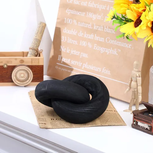 Vista 4 de Yalikop - Decoración de 2 eslabones de madera con nudos, color negro
