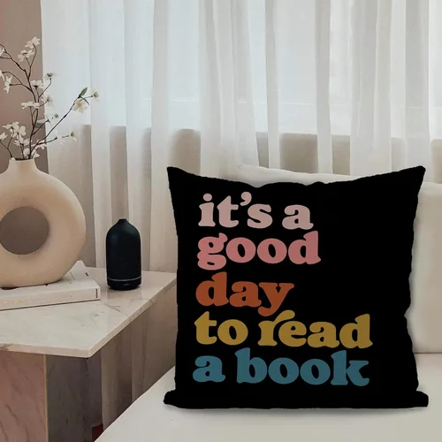 Vista 2 de KEUSPI Funda de Almohada de Lectura "It's a Good Day to Read a Book" Decoración de Lectura Funda de Almohada Decorativa 18x18 pulgadas, Funda