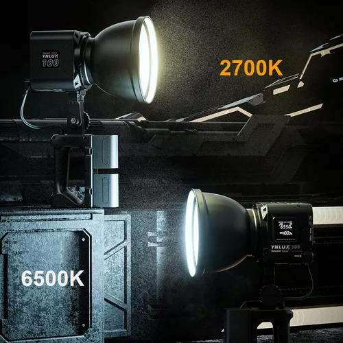 Vista 2 de YONGNUO-1 YNLUX100 Pro Luz de video LED compacta 120W COB Fotografía Luz de relleno 3200K-6500K Brillo ajustable 4 Curva de atenuación Metal Bowens