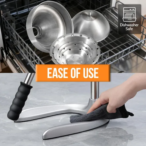 Vista 6 de Sopito Exprimidor manual, exprimidor de naranja sin esfuerzo, exprimidor de mano de acero inoxidable de seguridad profesional para cítricos, limón