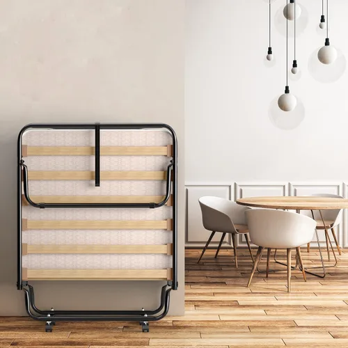 Vista 9 de Giantex Cama plegable con colchón para adultos, camas de invitados plegables con colchón de espuma viscoelástica y marco de metal, fabricada