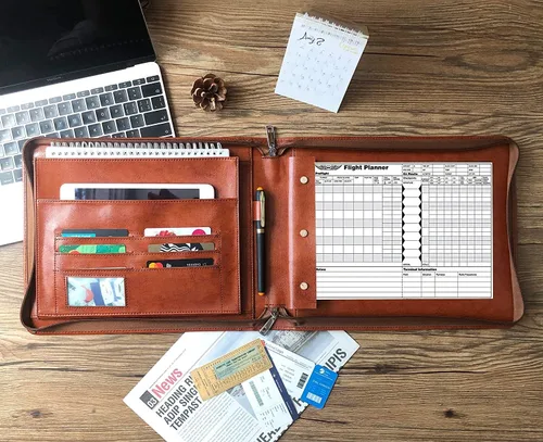 Vista 2 de Professional Vegan Leather Pilot Logbook, Pilot Journal for Letter Size Paper, Pilot Log Book Binder, Pilot Log Organizer, logbook Aviation Cover