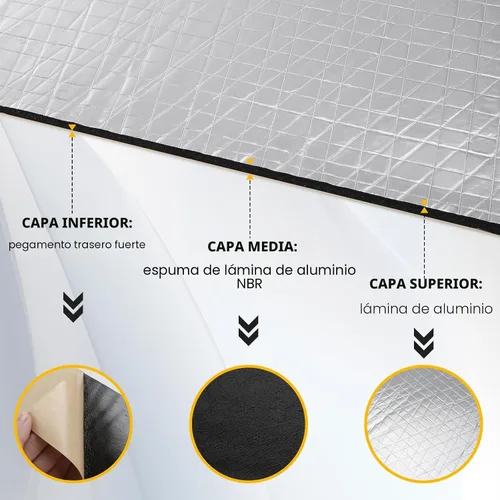 Vista 4 de VOISEN Material de Amortiguamiento de Sonido para Autos, 197 mil (5mm) 21 pies cuadrados, Atenuador de Sonido Automotriz con Acabado de Hoja