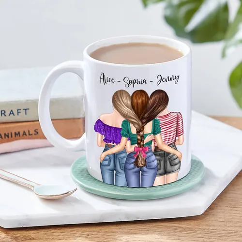 Vista 4 de Taza de café personalizada con texto en inglés "We Be Friends Untill Are Old Mug", taza de café de la amistad para los mejores amigos, taza