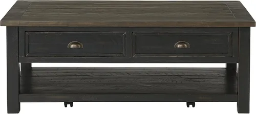 Vista 8 de Martin Svensson Home Monterey - Mesa de centro rústica de madera maciza Negro con tapa marrón