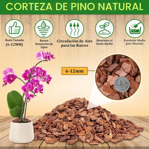 Vista 2 de Legigo Corteza Orgánica para Macetas de Orquídeas de 2 Cuartos de Galón - Mezcla Totalmente Natural de Corteza de Orquídea para Macetas, Astillas