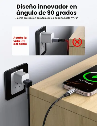 Vista 2 de MOGOOD Adaptador USB A 3.2 de ángulo recto de 90 grados, paquete de 2 Negro