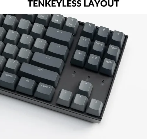 Vista 4 de Keychron Teclado mecánico inalámbrico K8, diseño sin llave, 87 teclas, multitarea, Bluetooth/con cable RGB retroiluminado con interruptor azul