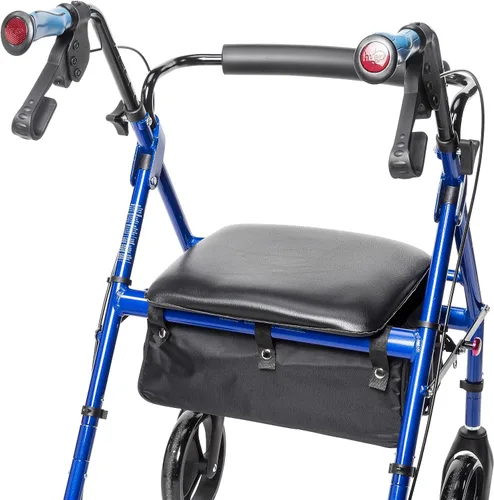 Vista 6 de Hugo Elite Andador con ruedas y asiento, 700-959E, Azul, 1, 1 El andador con ruedas cuenta con un cómodo asiento y cesta para almacenamiento