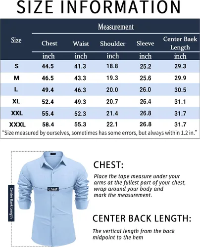 Vista 5 de COOFANDY Camisas de lino de manga larga con botones para hombre