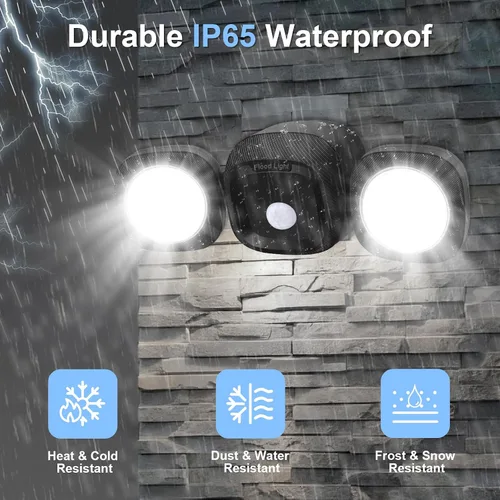 Vista 3 de Paquete de 2 luces LED inalámbricas con sensor de movimiento que funcionan con pilas, luces de inundación LED inalámbricas con control remoto, luz
