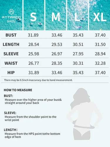 Vista 6 de ATTRACO Traje de baño de una pieza de manga larga con protección UPF 50 para mujer, traje de baño ajustado